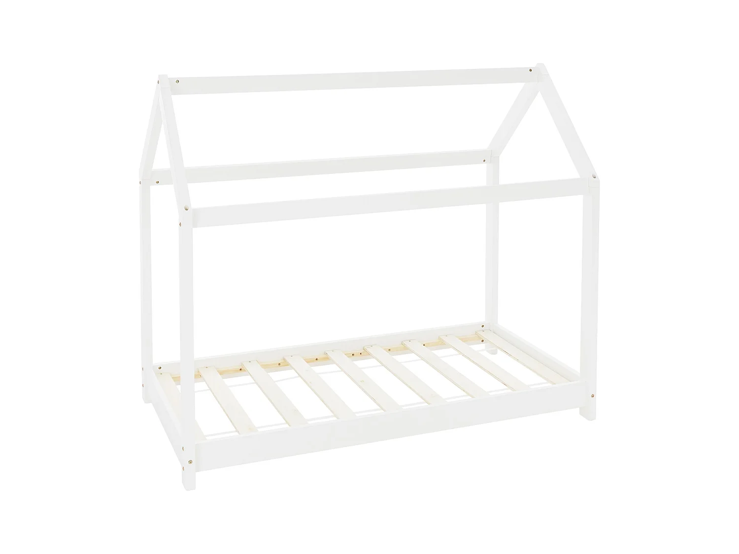 ML-Design Cama infantil 80x160cm color blanco con listones de madera de pino maciza mobiliario forma de casa tienda de campaña para niños