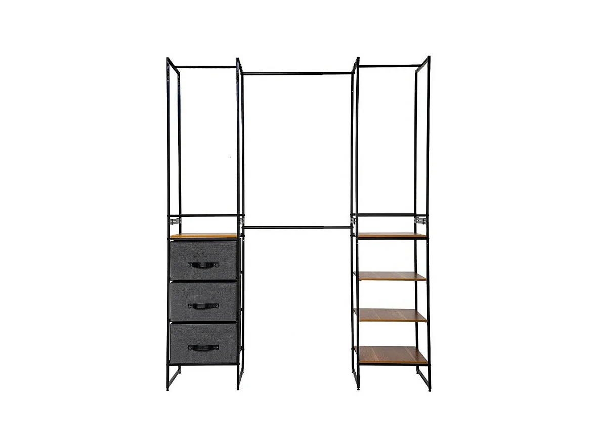 Vestidor Modular Abierto Tissa Negro y Madera 180x190 cm