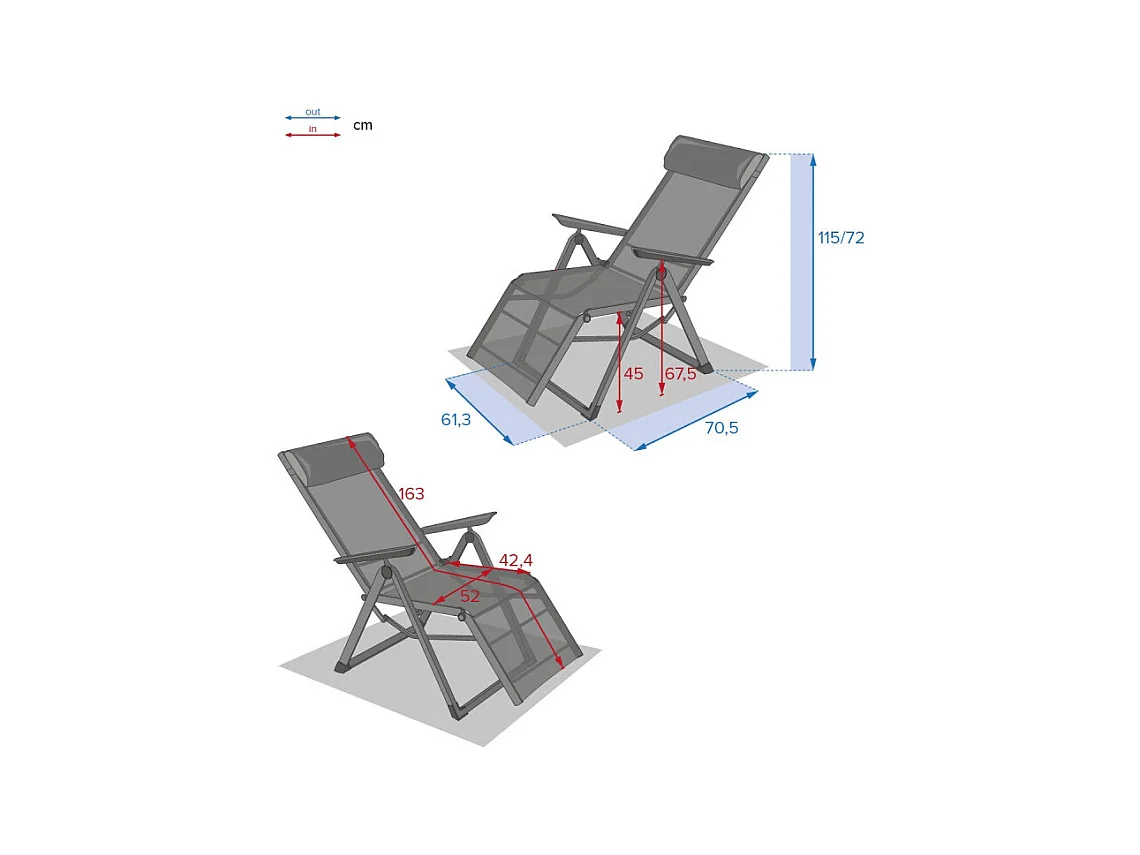 Chaise longue Decima Hespéride bleu canard/graphite