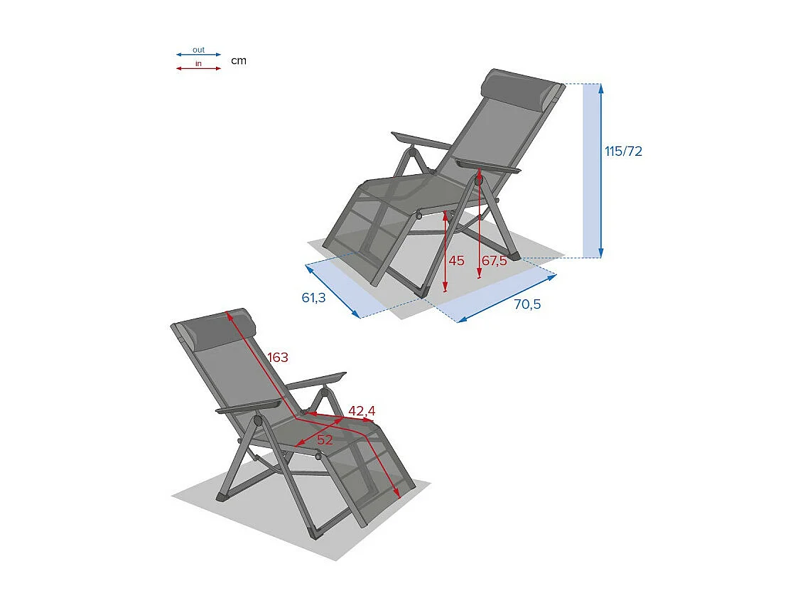 Chaise longue Decima Hespéride bordeaux/graphite