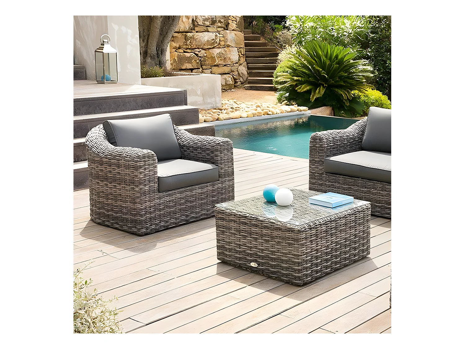 Fauteuil détente Moorea Hespéride terre ombre