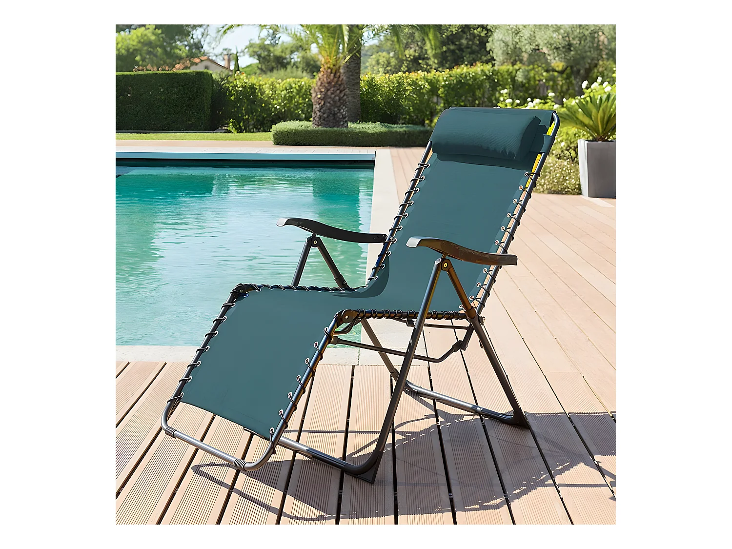 Fauteuil détente d'extérieur Hespéride Silos bleu canard