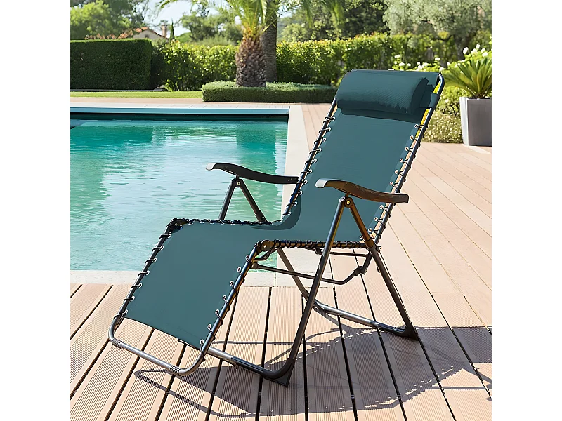 Fauteuil détente d'extérieur Hespéride Silos bleu canard