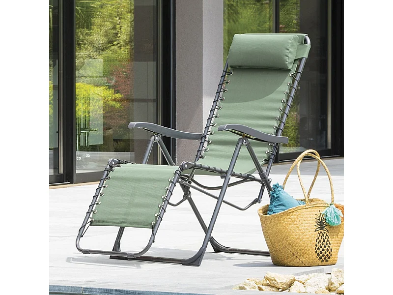 Fauteuil détente d'extérieur Hespéride Silos vert olive