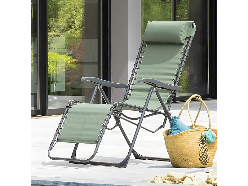 Fauteuil détente d'extérieur Hespéride Silos vert olive