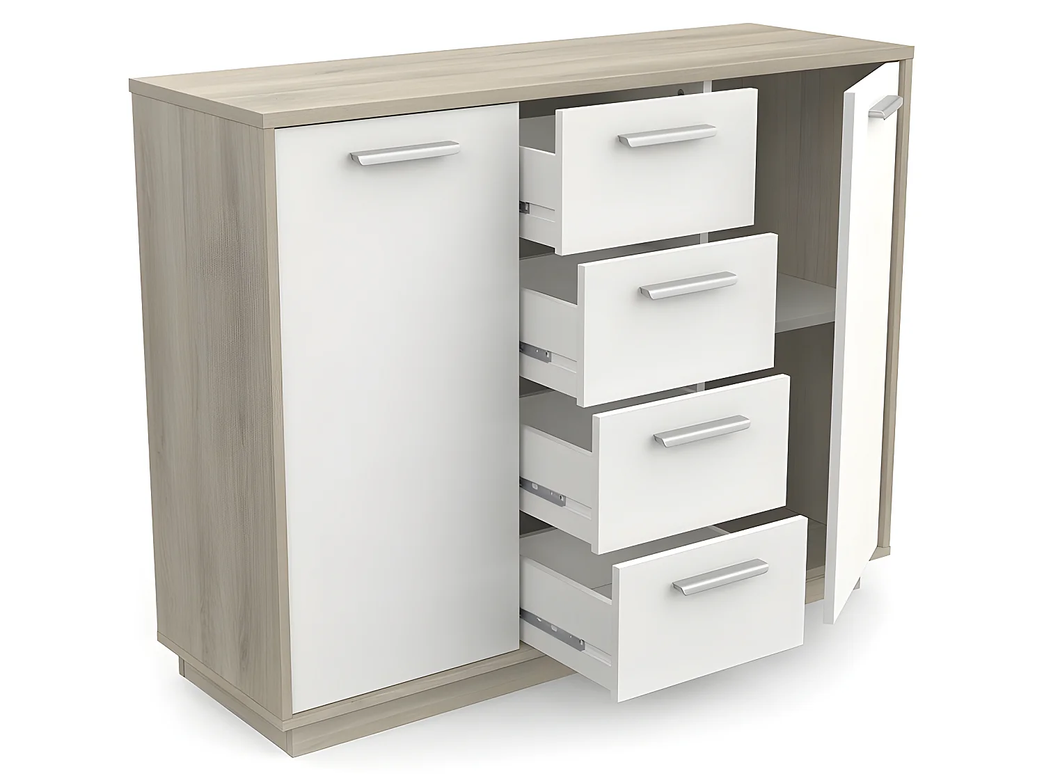 Buffet bas 2 portes 4 tiroirs Léo