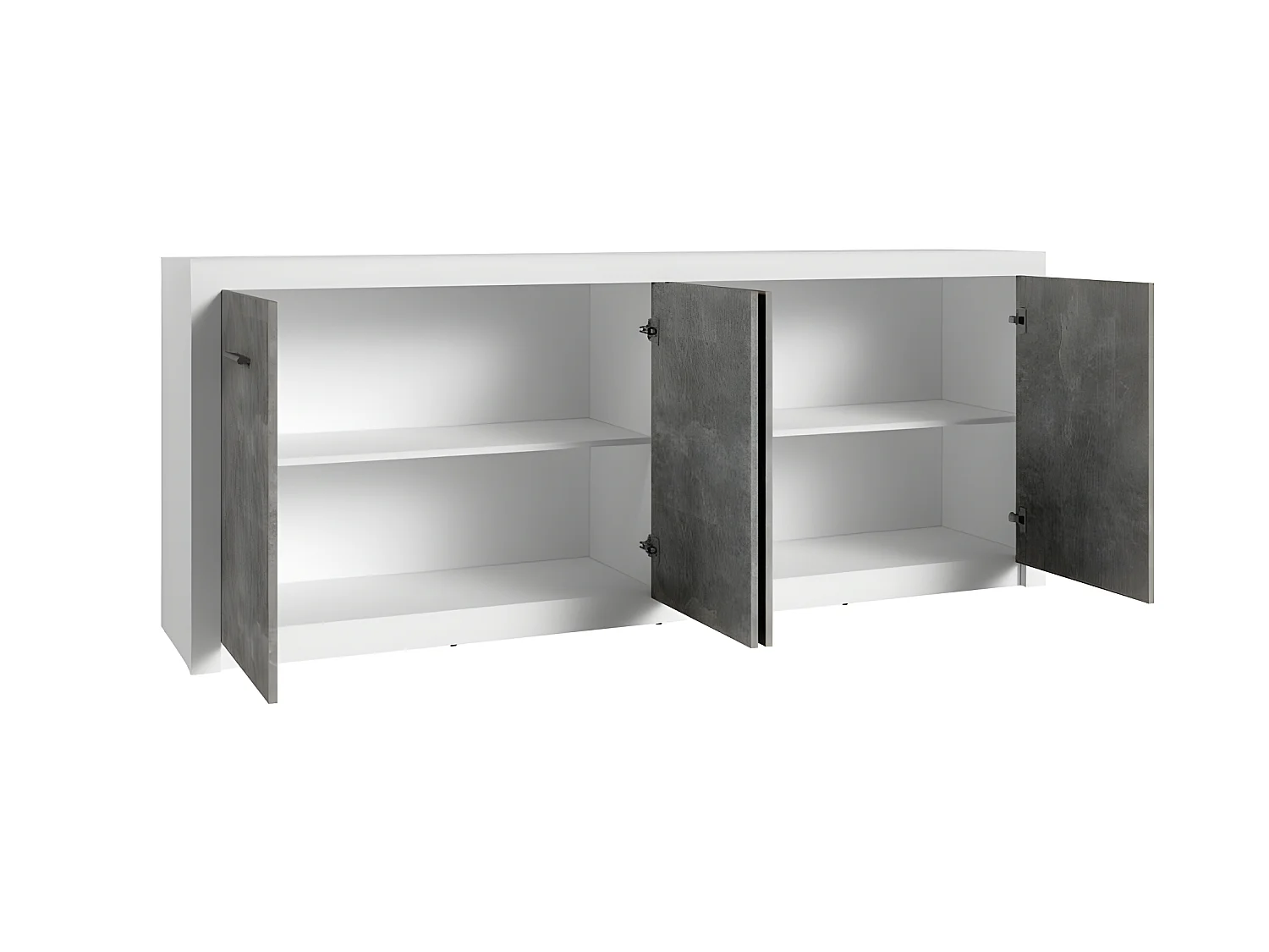 Bahut 4 portes blanc et gris béton Gent