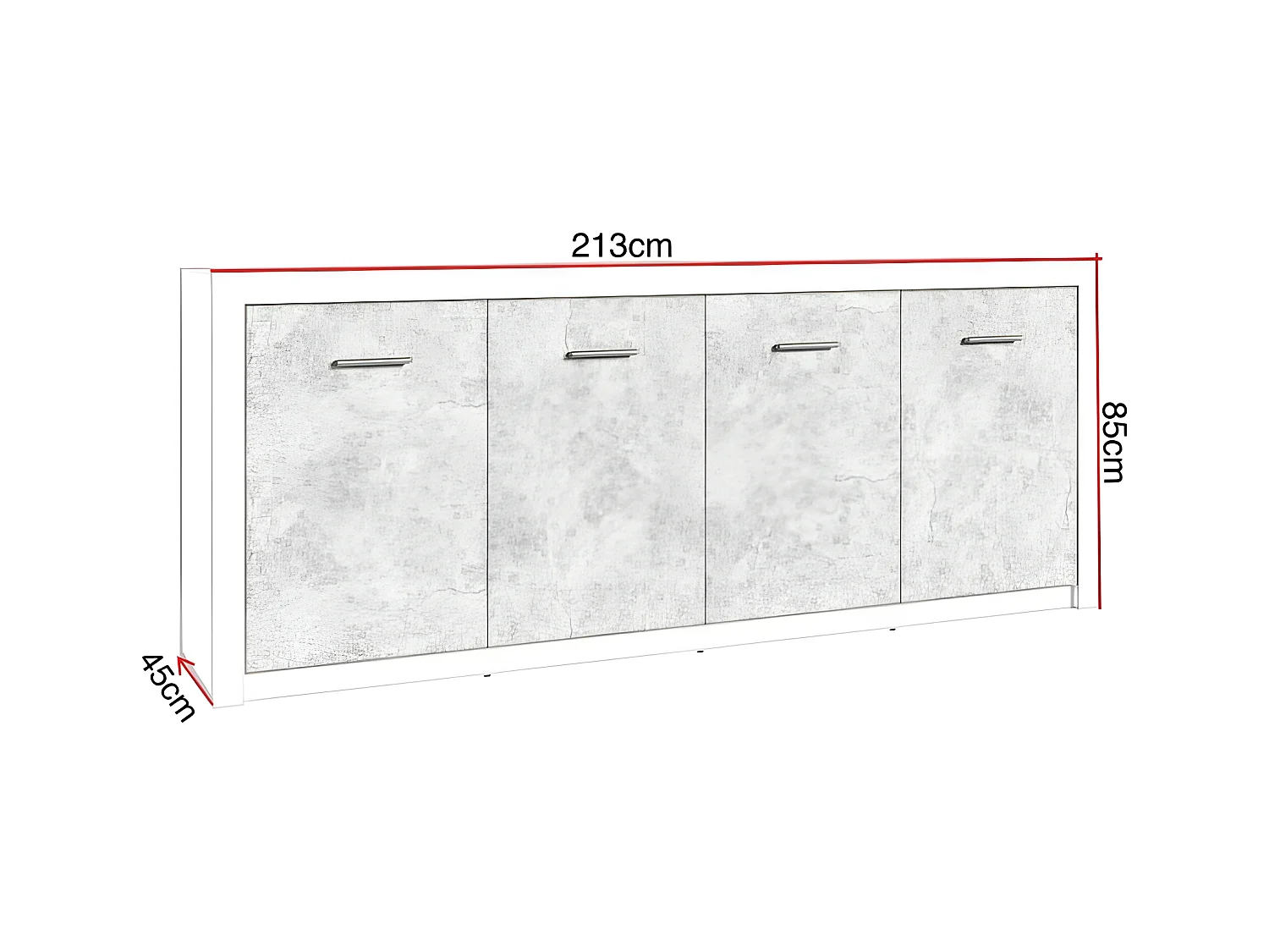 Bahut 4 portes blanc et gris béton Gent