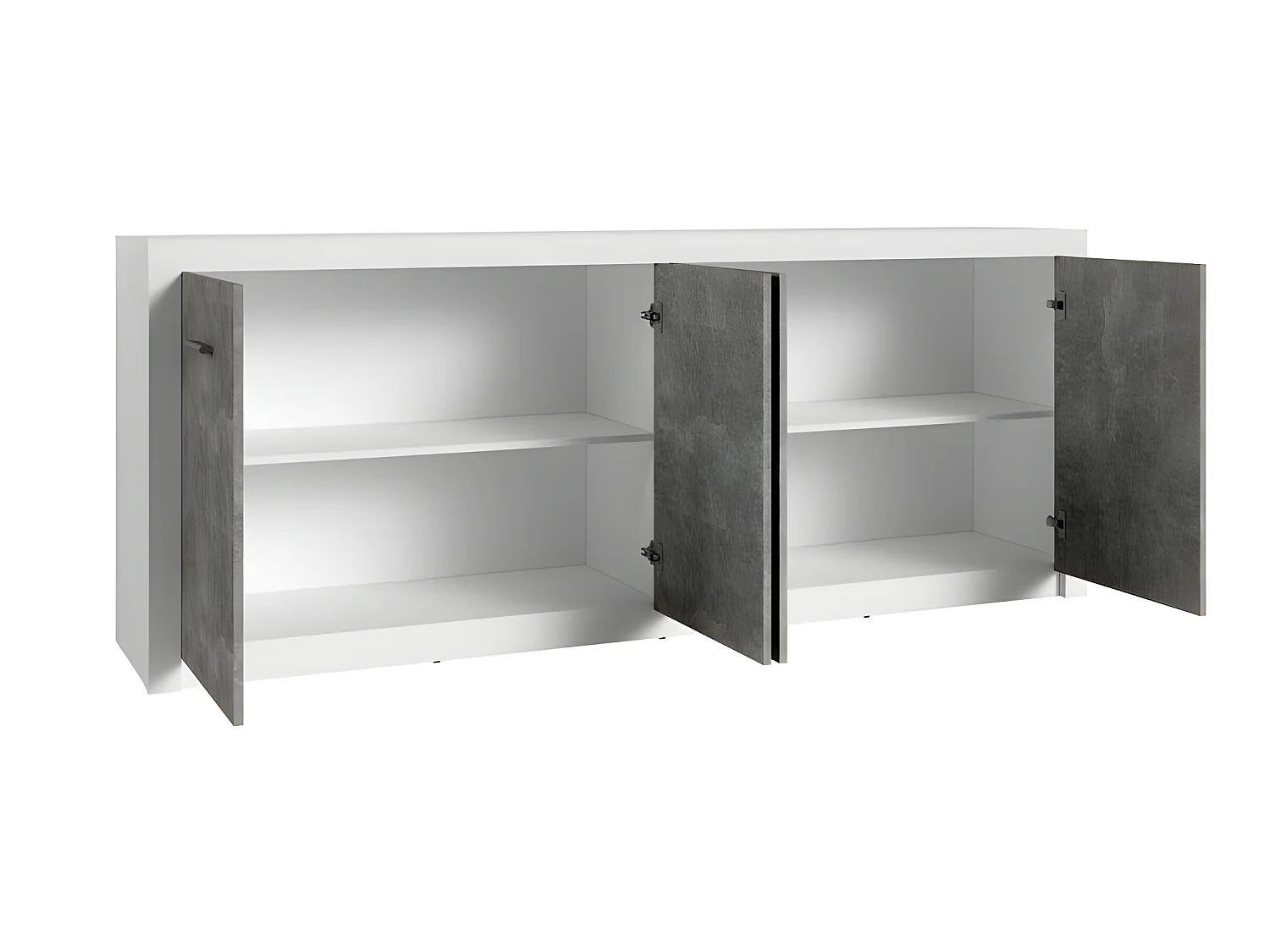 Bahut 4 portes blanc et gris béton Gent