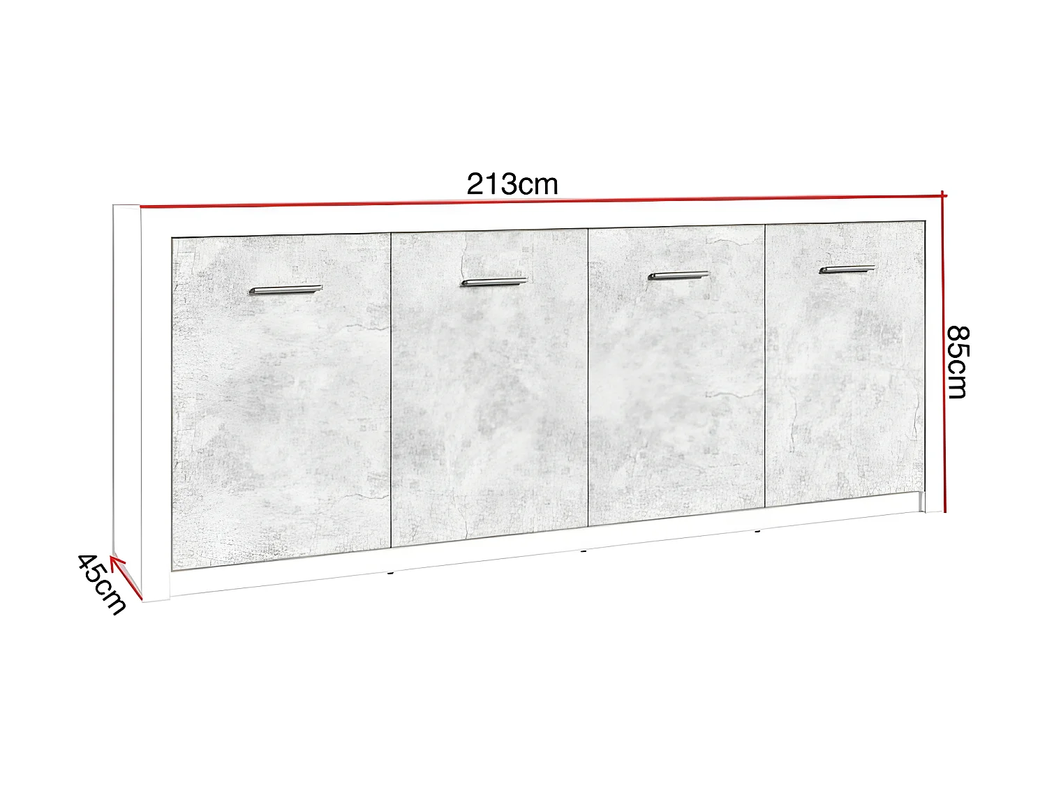 Bahut 4 portes blanc et gris béton Gent