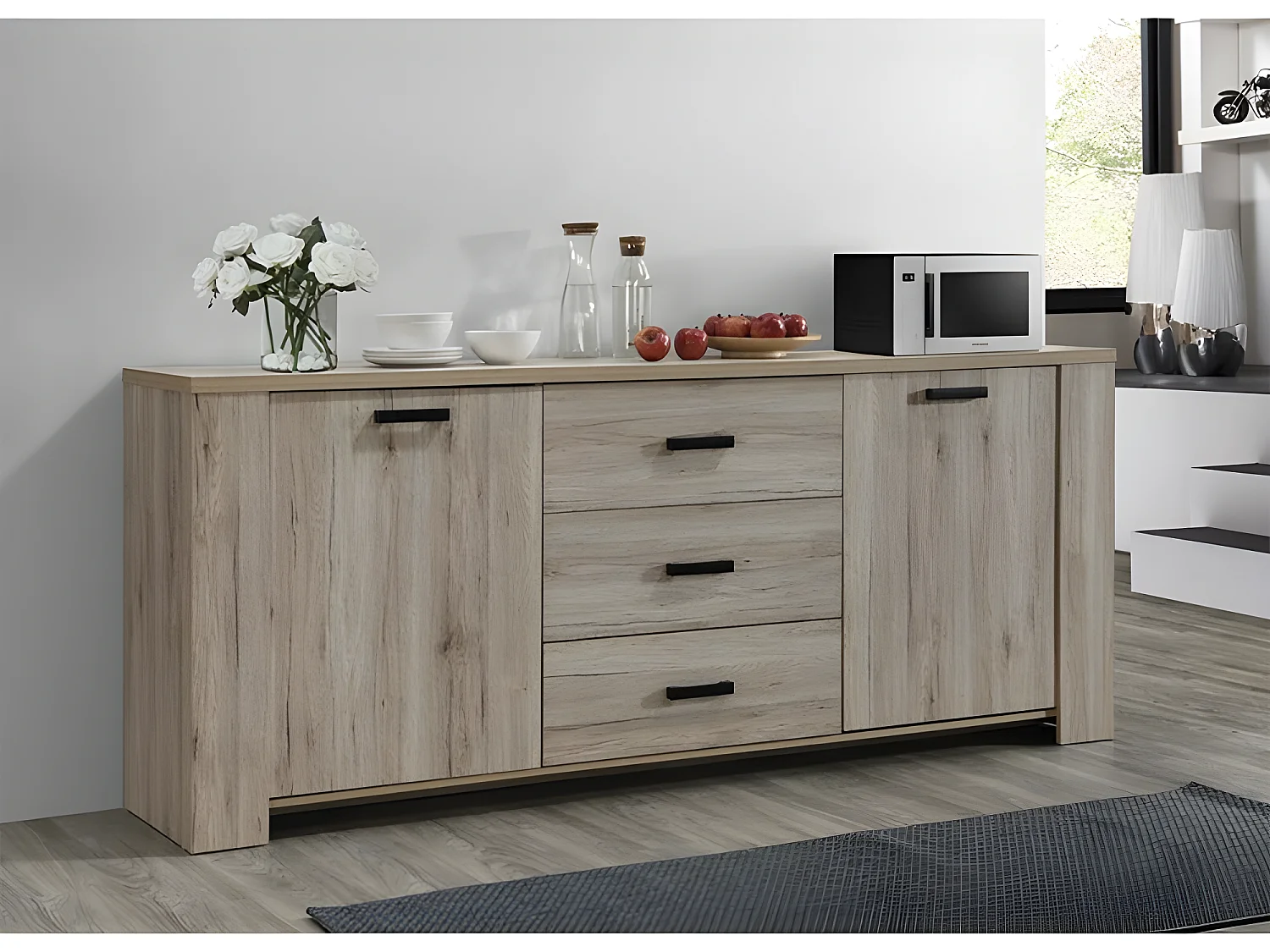 Bahut 3 tiroirs 2 portes Olivier