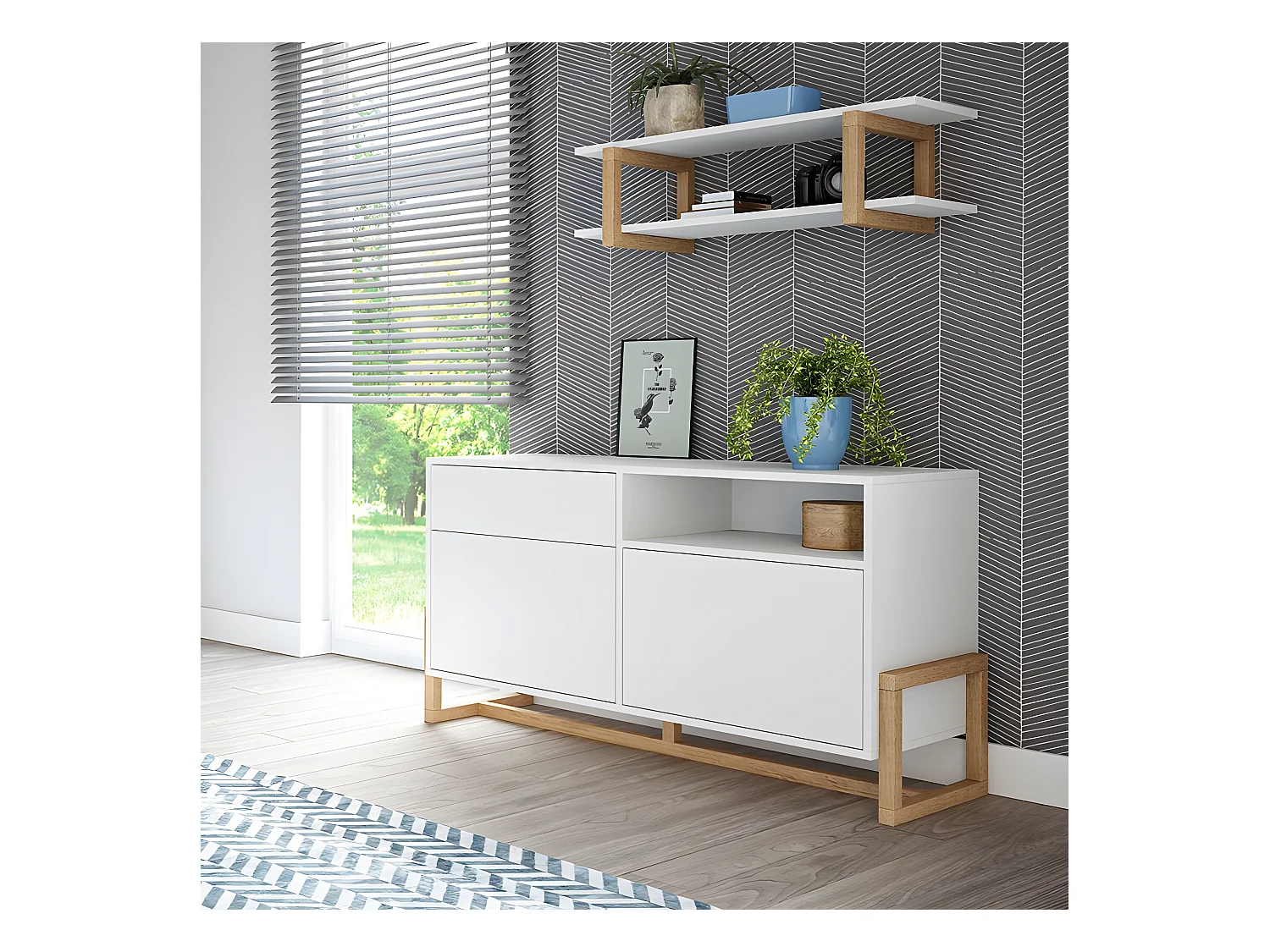 Buffet 1 tiroir 2 portes Oslo blanc