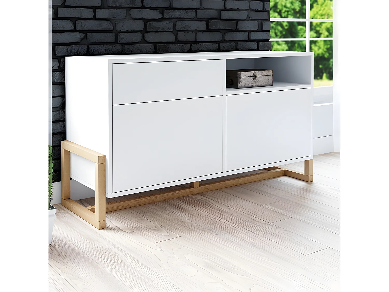 Buffet 1 tiroir 2 portes Oslo blanc