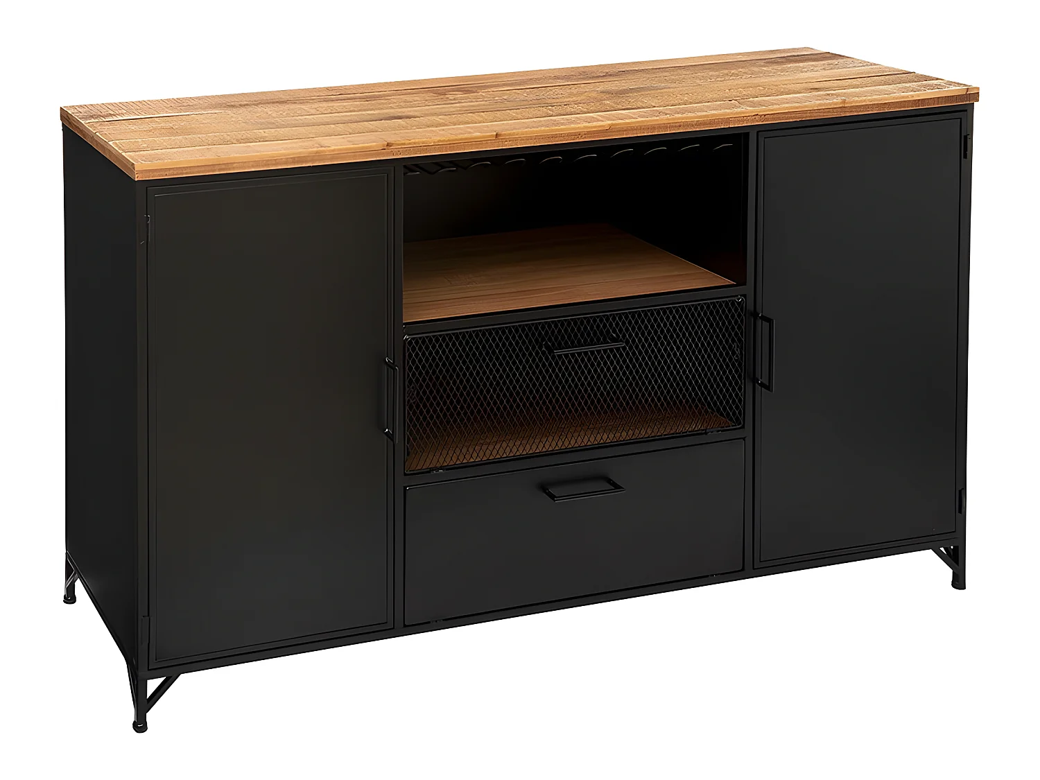Buffet 2 Portes & 2 Niveaux "Cierna" 140cm Noir