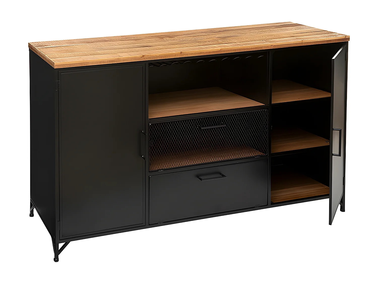 Buffet 2 Portes & 2 Niveaux "Cierna" 140cm Noir