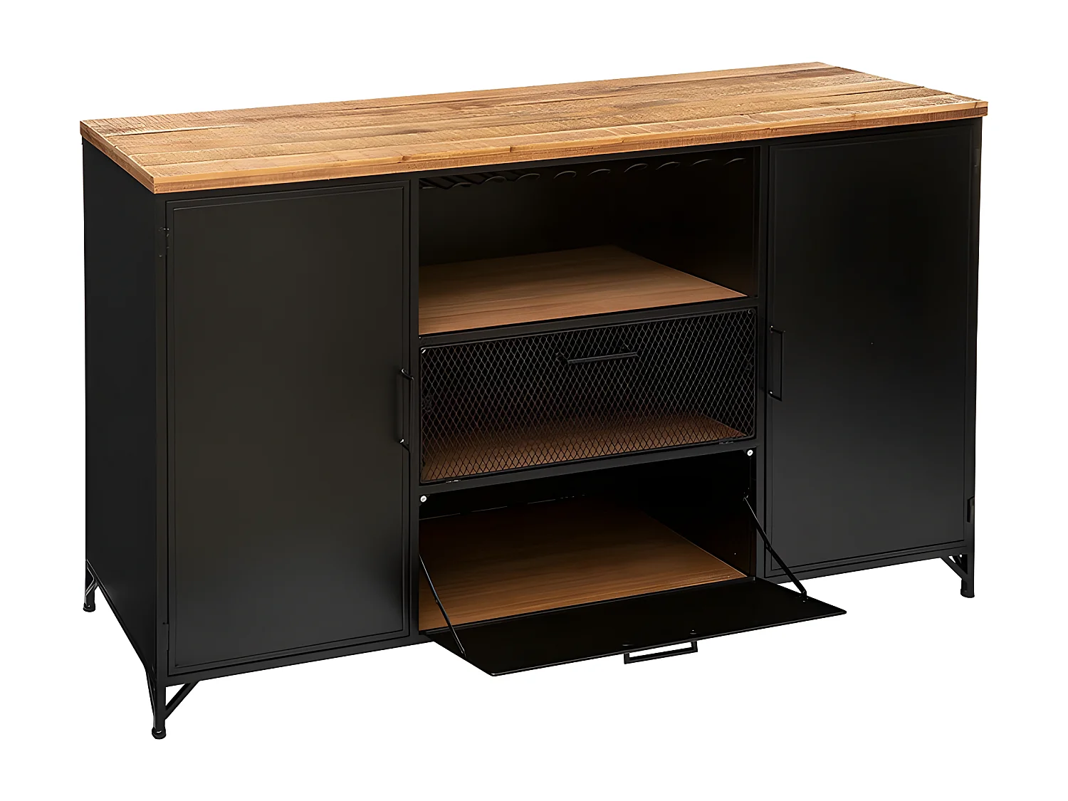 Buffet 2 Portes & 2 Niveaux "Cierna" 140cm Noir