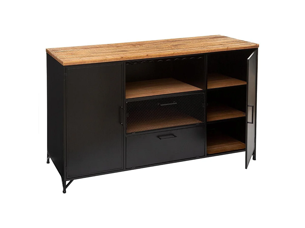 Buffet 2 Portes & 2 Niveaux "Cierna" 140cm Noir