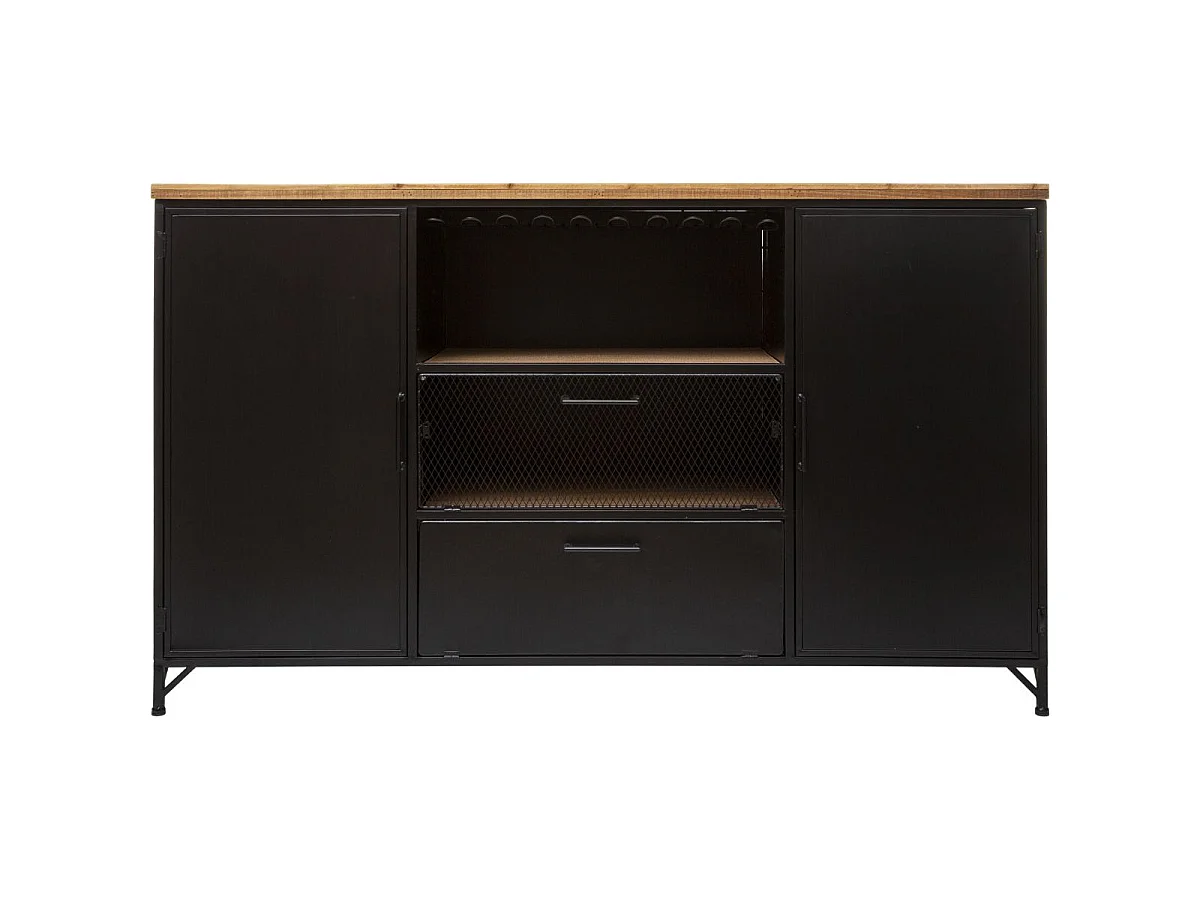 Buffet 2 Portes & 2 Niveaux "Cierna" 140cm Noir