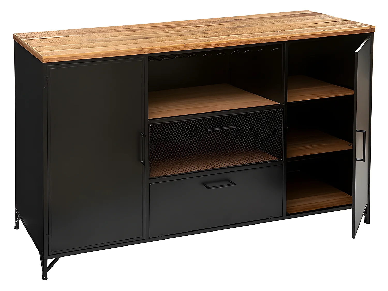 Buffet 2 Portes & 2 Niveaux "Cierna" 140cm Noir