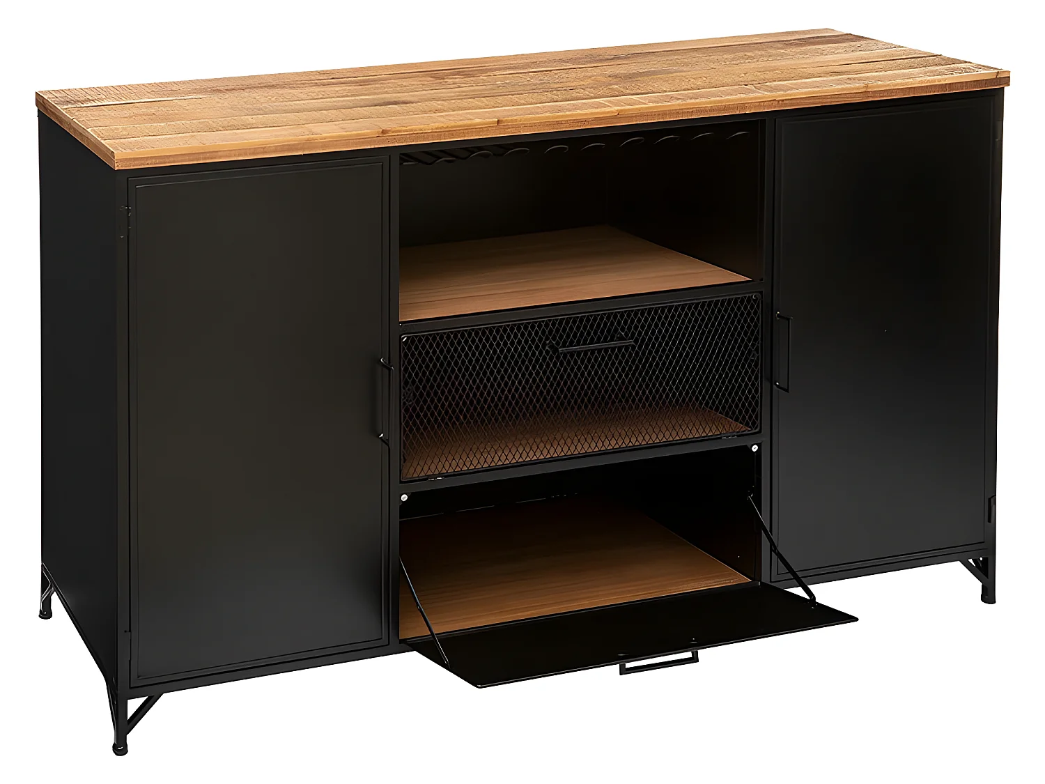 Buffet 2 Portes & 2 Niveaux "Cierna" 140cm Noir