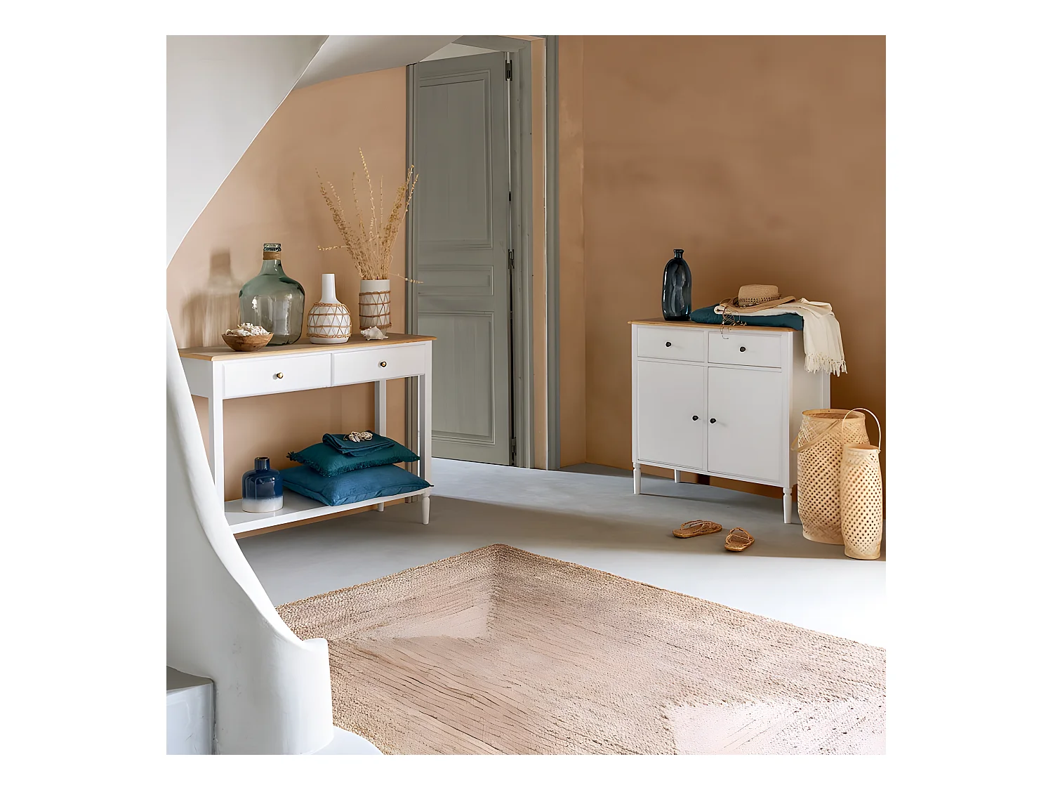 Buffet 2 Portes & 2 Tiroirs "Solen" 88cm Blanc