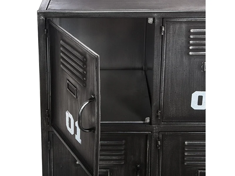 Commode Industrielle 6 Portes "Casiers" 90cm Noir