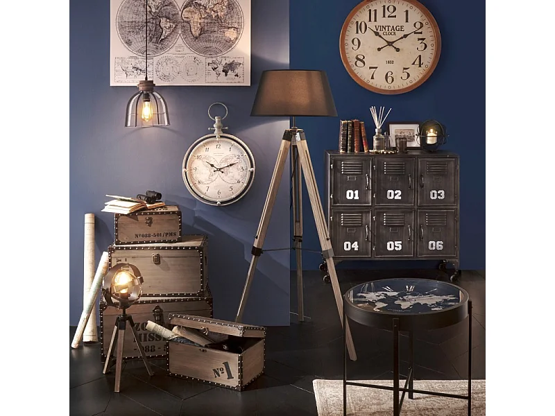 Commode Industrielle 6 Portes "Casiers" 90cm Noir