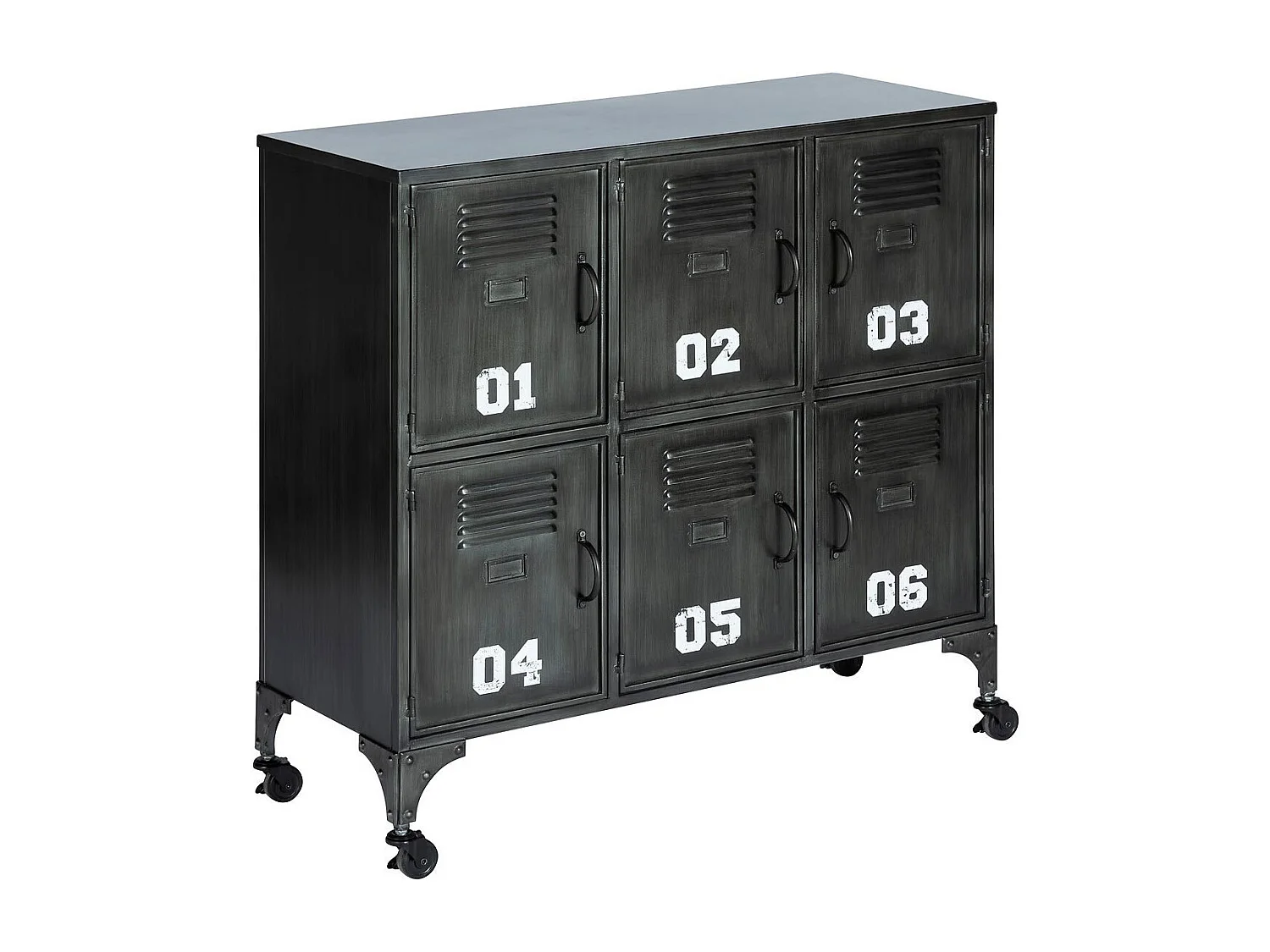 Commode Industrielle 6 Portes "Casiers" 90cm Noir