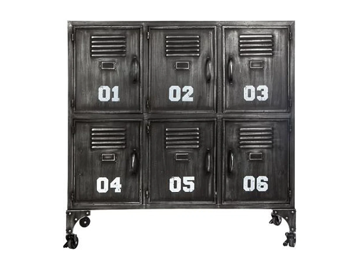 Commode Industrielle 6 Portes "Casiers" 90cm Noir