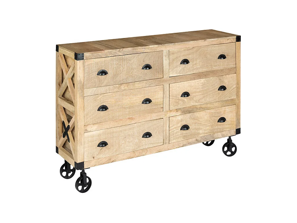 Buffet 6 Tiroirs en Bois "Cuba" 150cm Naturel