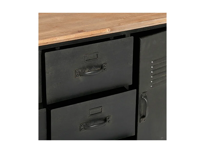 Commode 6 Tiroirs & 1 Porte "Torof" 108cm Noir