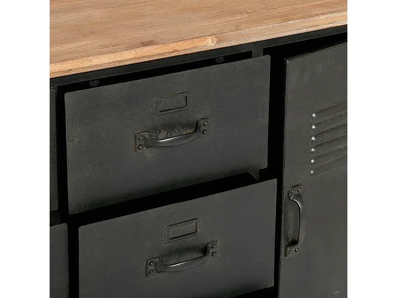 Commode 6 Tiroirs & 1 Porte "Torof" 108cm Noir