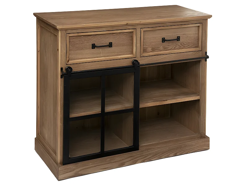 Buffet 1 Porte & 2 Tiroirs "Danik" 94cm Naturel