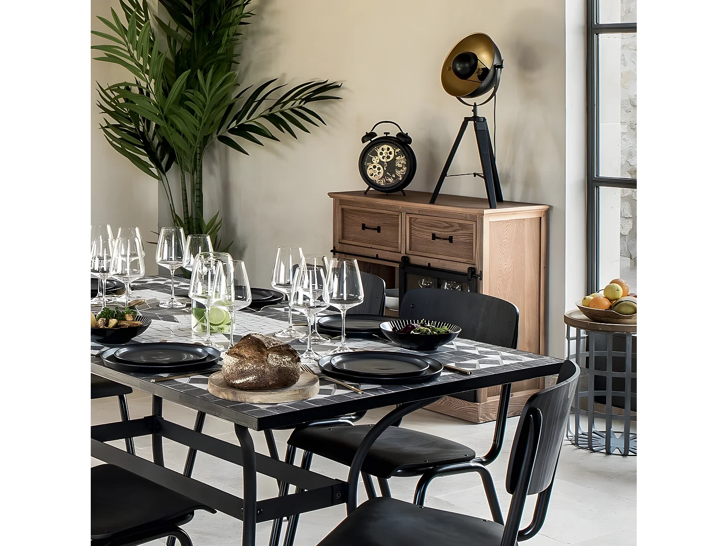 Buffet 1 Porte & 2 Tiroirs "Danik" 94cm Naturel