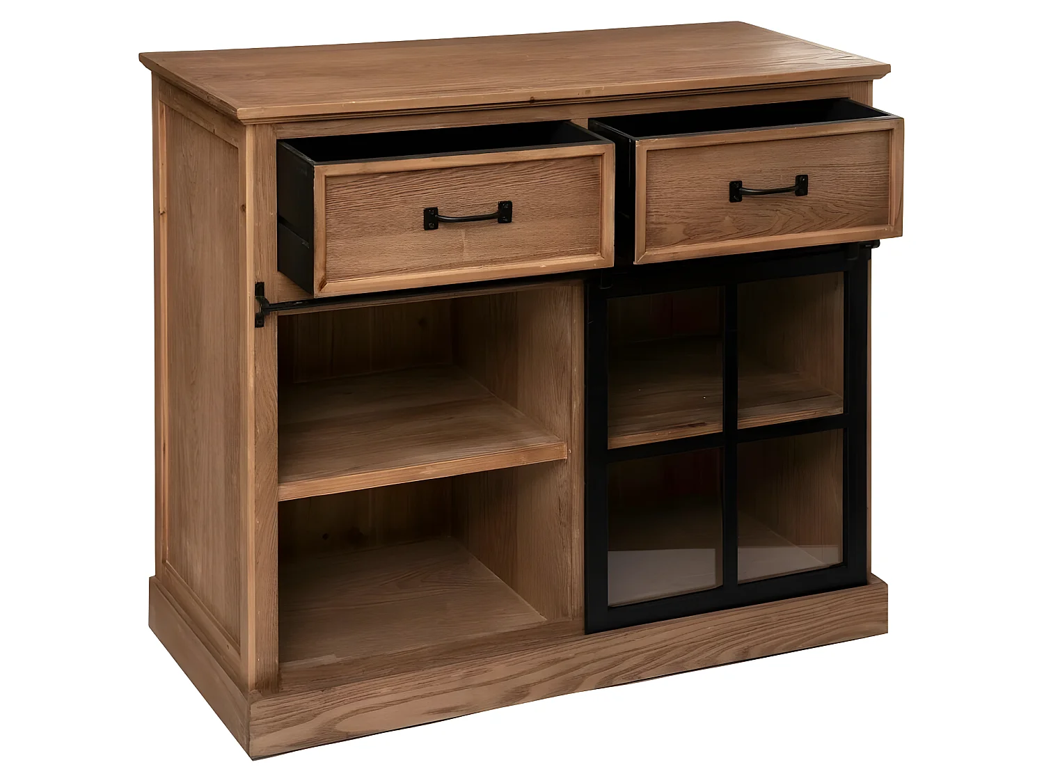 Buffet 1 Porte & 2 Tiroirs "Danik" 94cm Naturel