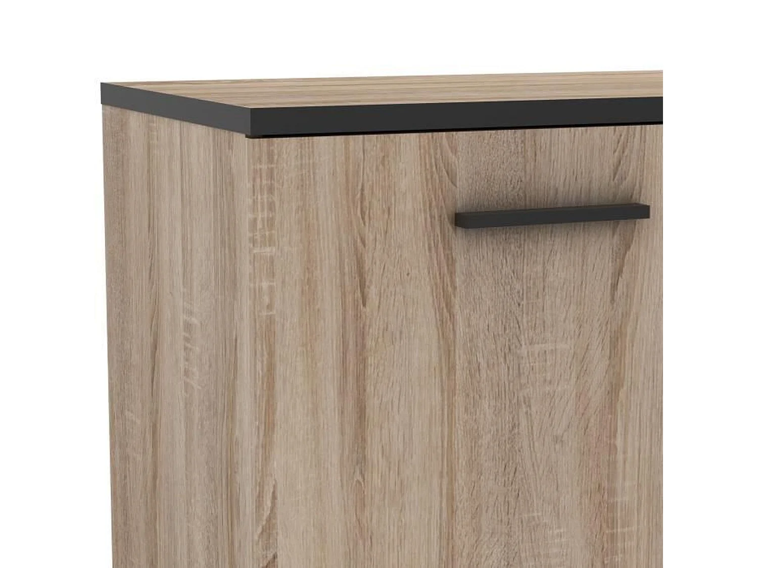 WAYNE Buffet bas contemporain decor chene brosse et noir mat - L 160,7 cm