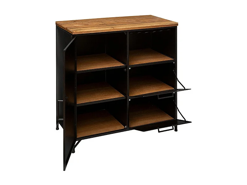 Buffet 1 Porte & 2 Tiroirs "Cierna" 85cm Noir