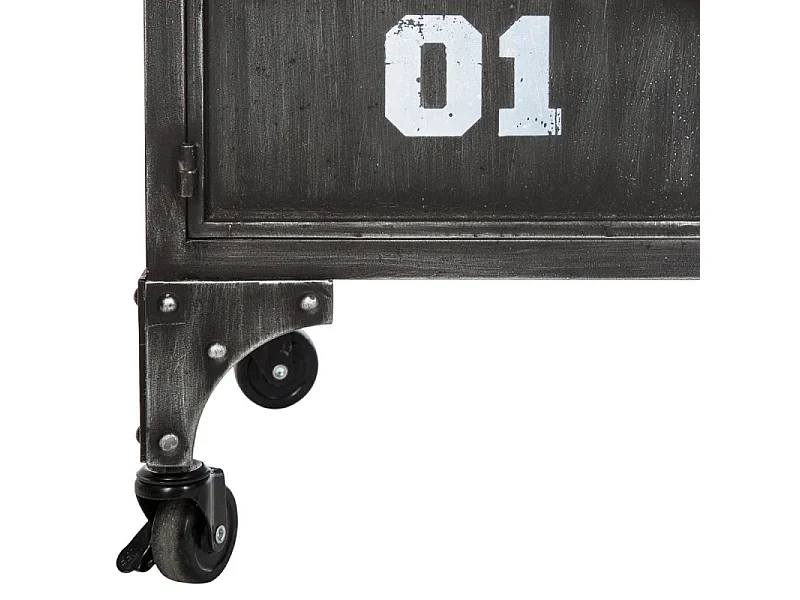 Meuble Bas Industrielle 4 Portes "Casiers" 119cm Noir