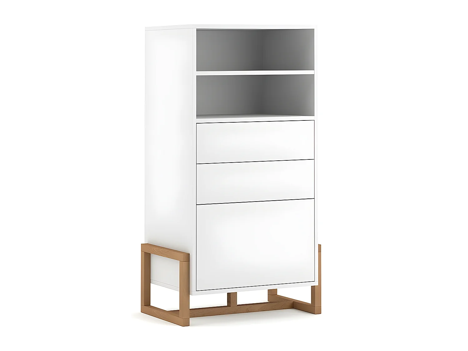 Buffet haut 2 tiroirs 1 porte Oslo blanc