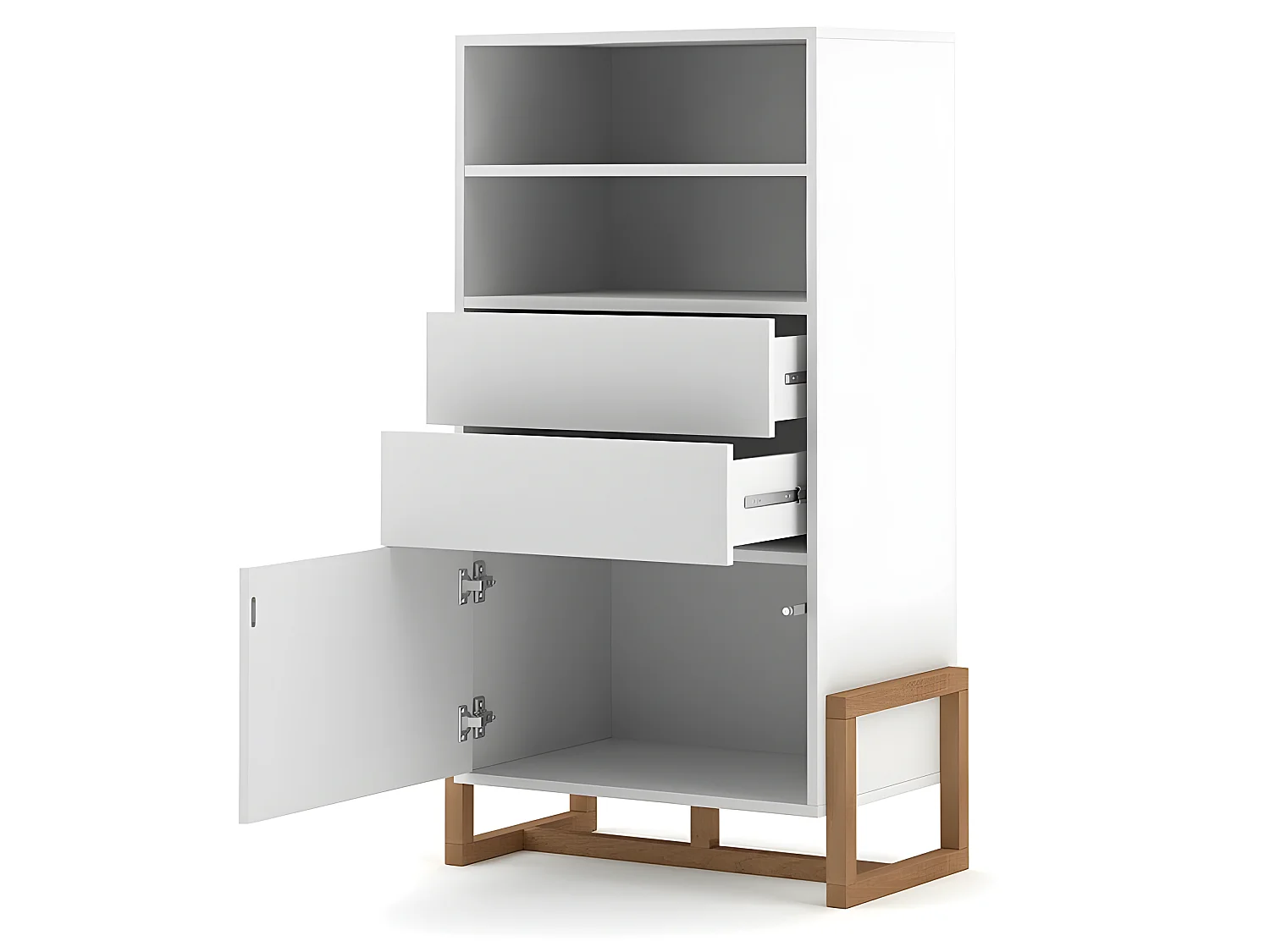 Buffet haut 2 tiroirs 1 porte Oslo blanc