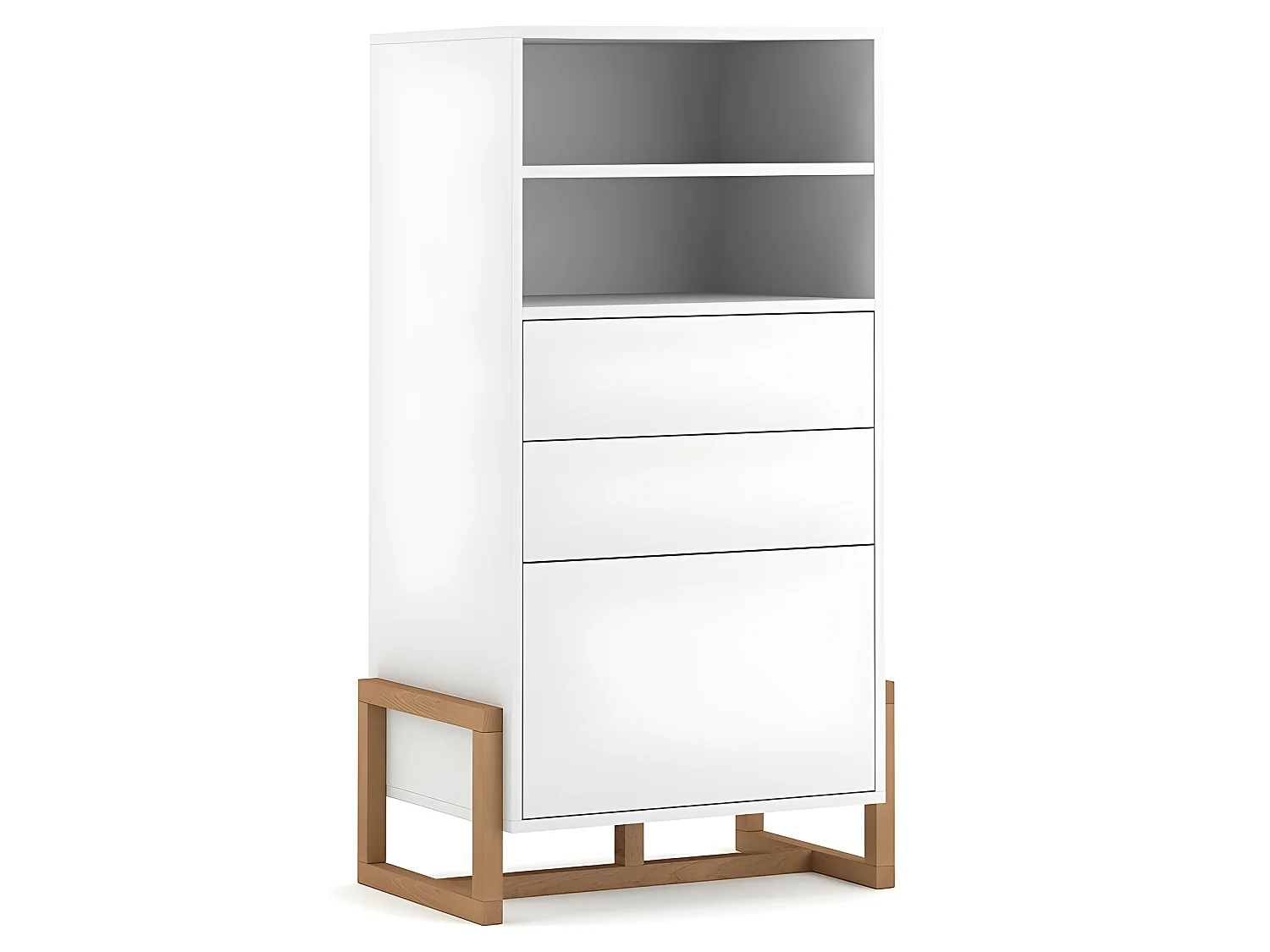 Buffet haut 2 tiroirs 1 porte Oslo blanc