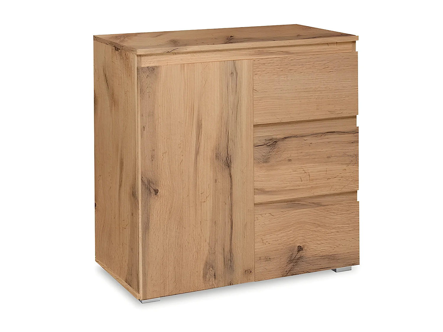 Meuble de rangement 1 porte 3 tiroirs naturel