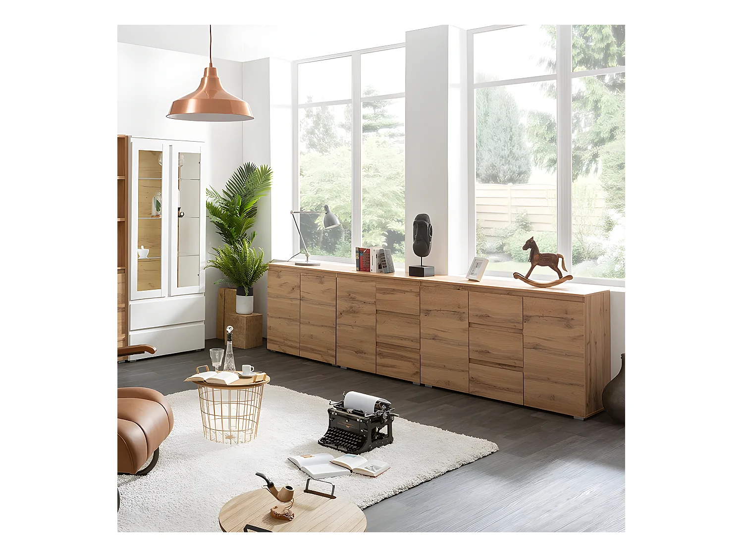 Meuble de rangement 1 porte 3 tiroirs naturel