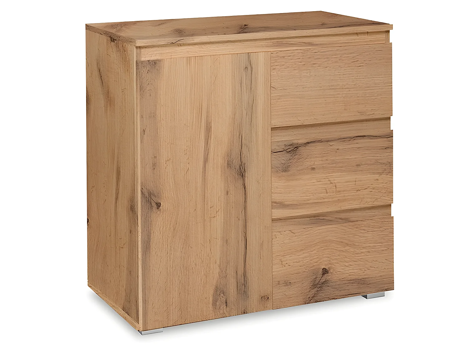 Meuble de rangement 1 porte 3 tiroirs naturel