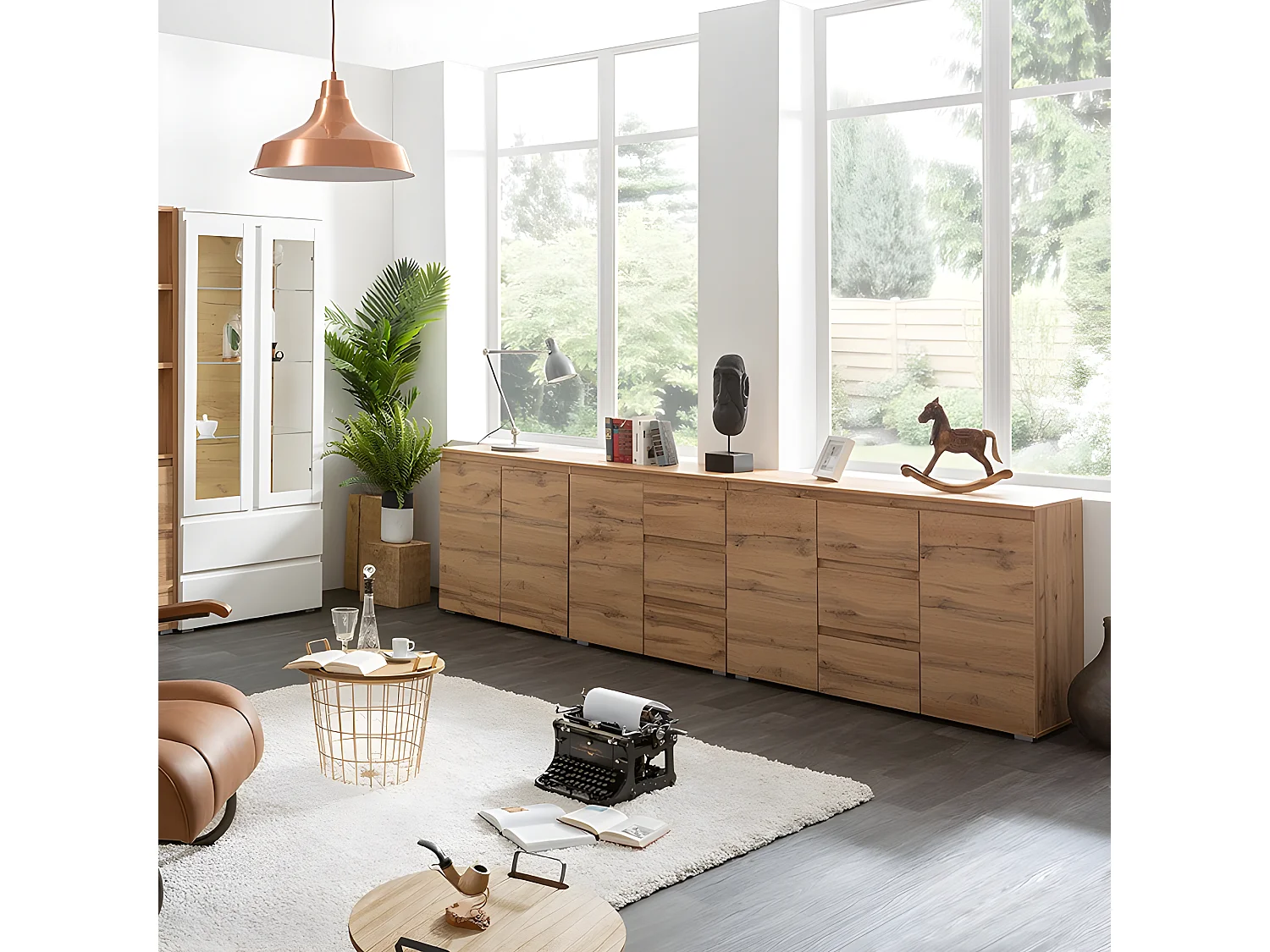 Meuble de rangement 1 porte 3 tiroirs naturel