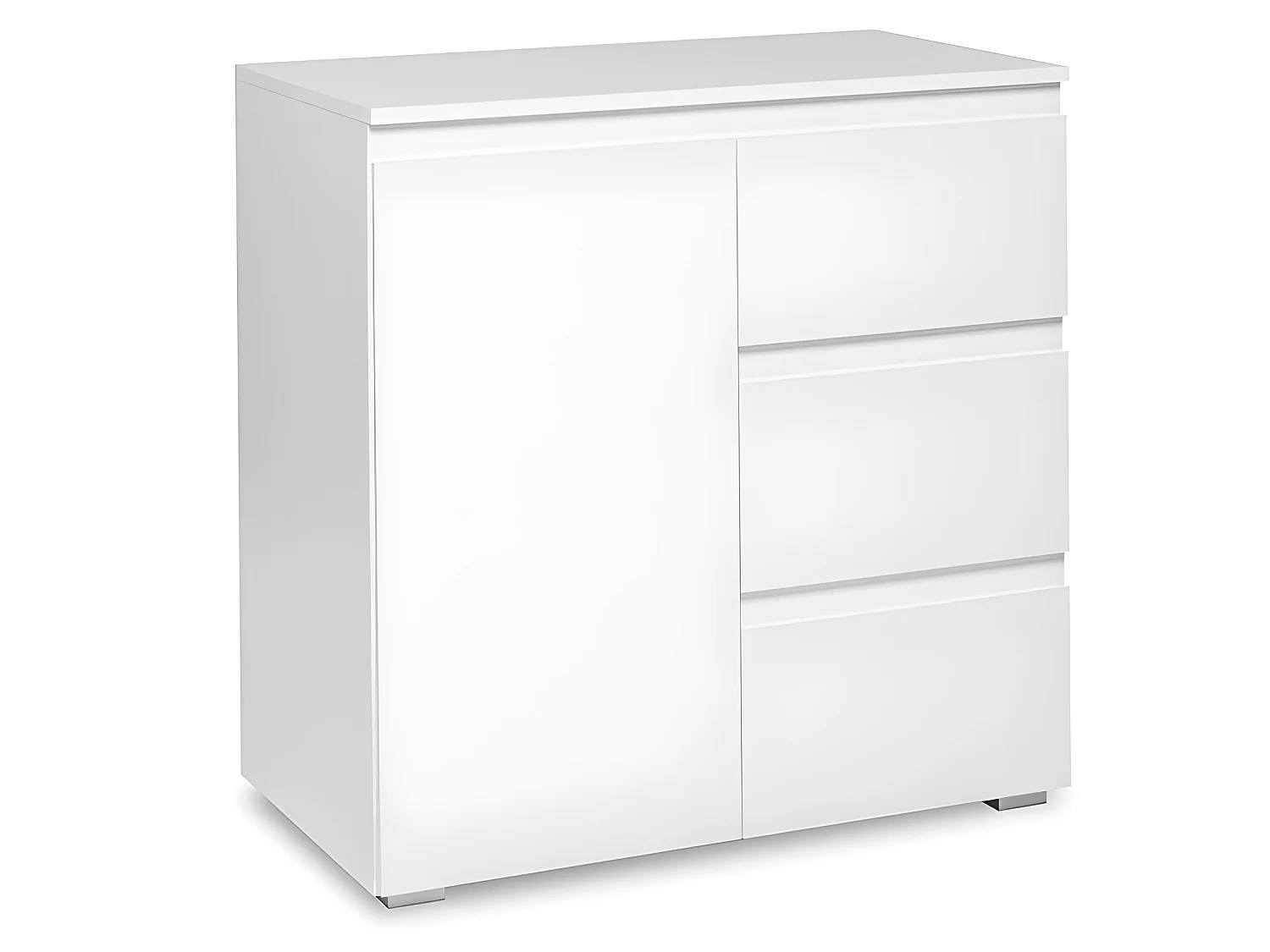 Meuble de rangement 1 porte 3 tiroirs blanc