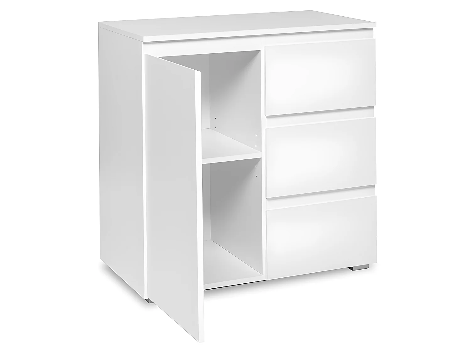 Meuble de rangement 1 porte 3 tiroirs blanc