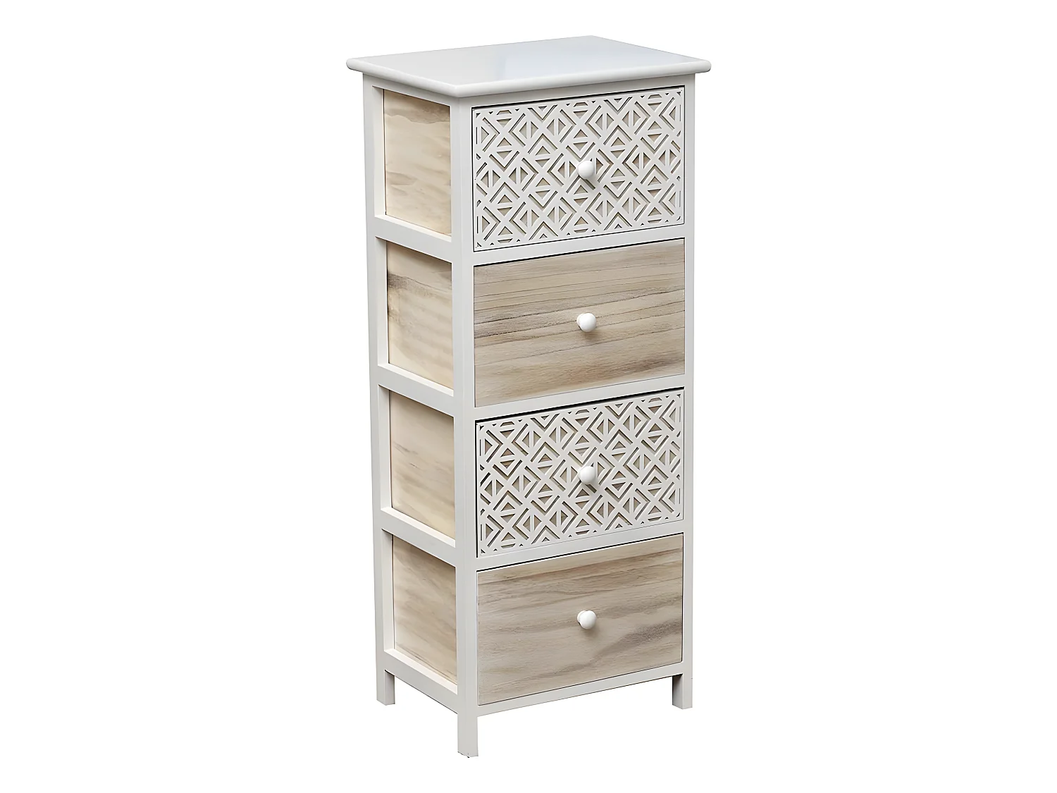 Meuble rectangulaire 4 tiroirs Séri bois blanc