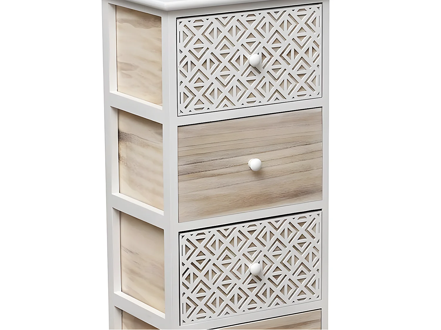 Meuble rectangulaire 4 tiroirs Séri bois blanc