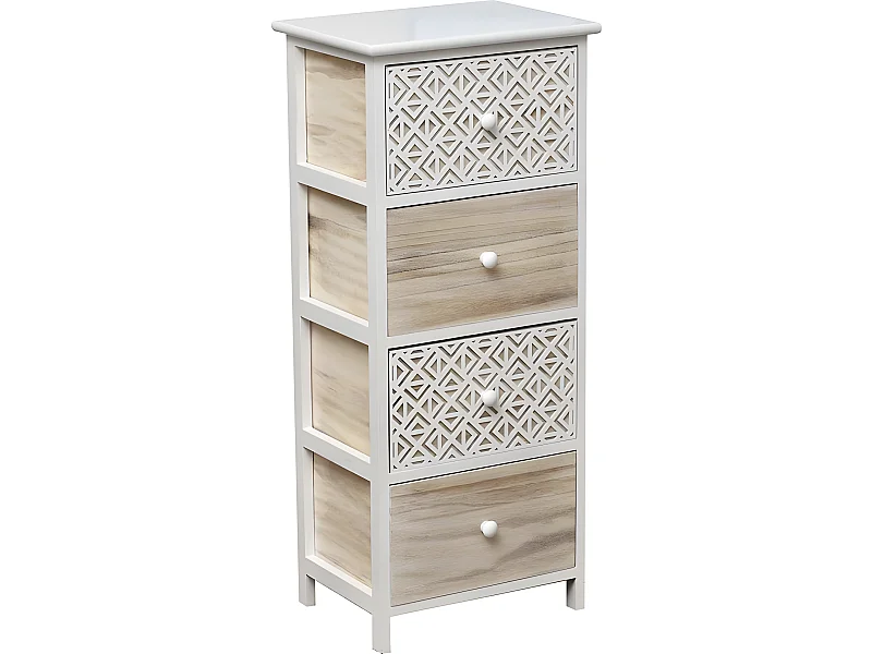 Meuble rectangulaire 4 tiroirs Séri bois blanc